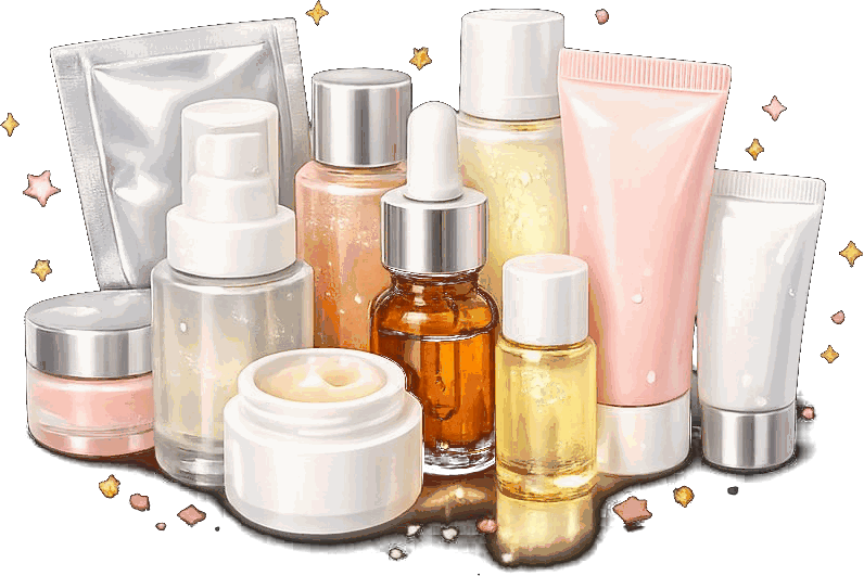 Skincare, haircare and makeup samples